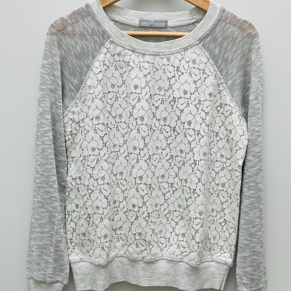 Lightweight Knit and Lace Sweater, Medium